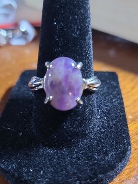 Sterling Silver Purple Stone Oval Cocktail Ring